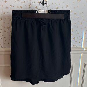 Black Lightweight Elastic Waist Skirt with Drawstring